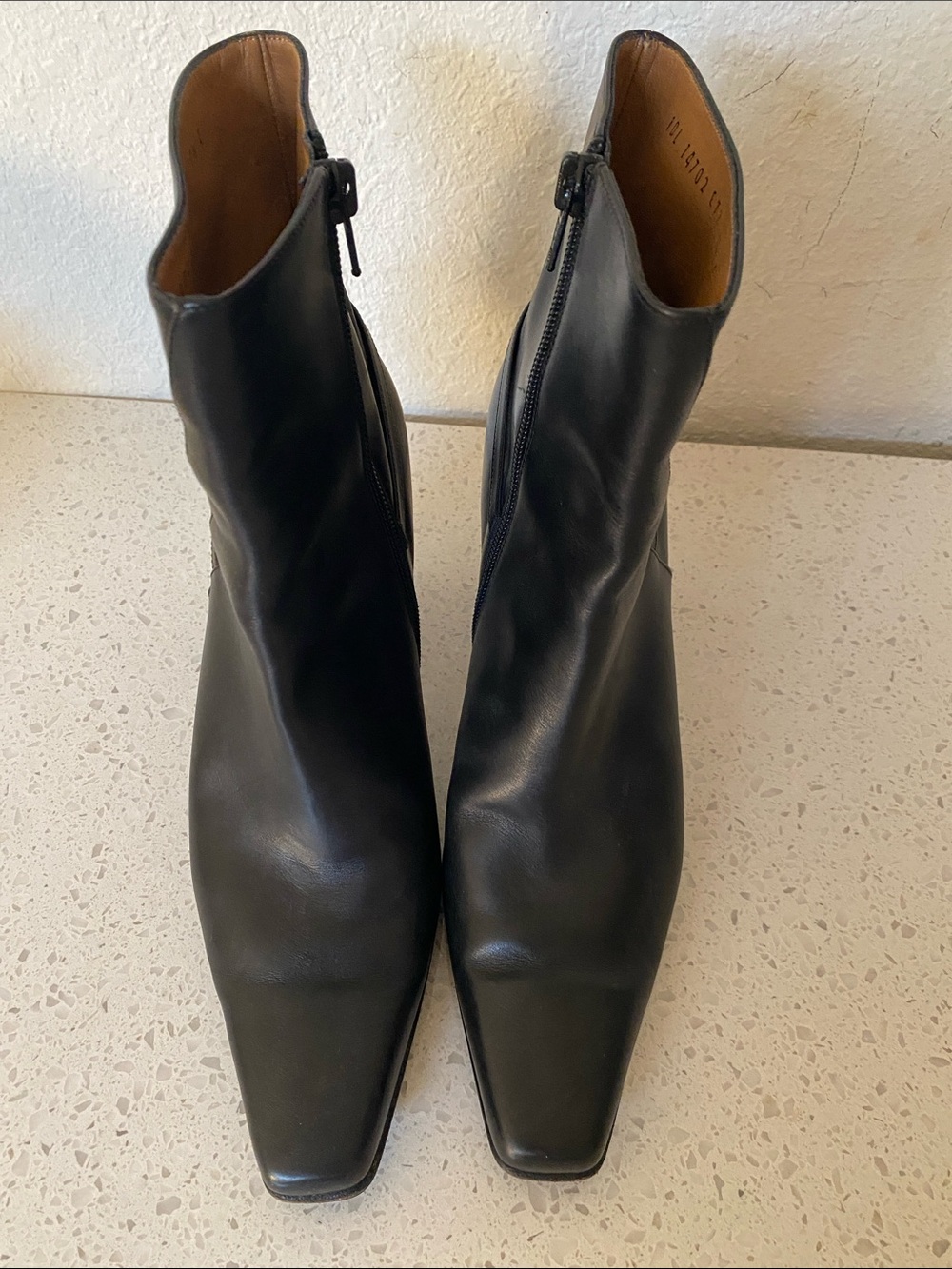 Salvatore Ferragamo Black Leather Square-Toe Ankle Booties